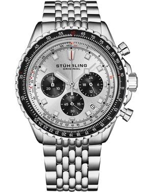 Stuhrling Japanese Chronograph Raceway 1010 44Mm Quartz Watch - Grey