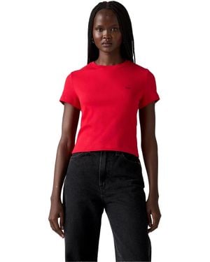 Levi's Essential Geribbelde Sport Gewaad Top (Echt) - Rood