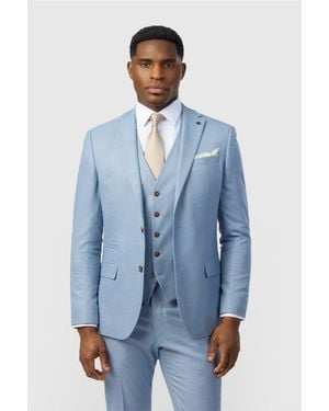 Antique Rogue Single Breasted Two Button Slim Fit Suit Jacket - Blue