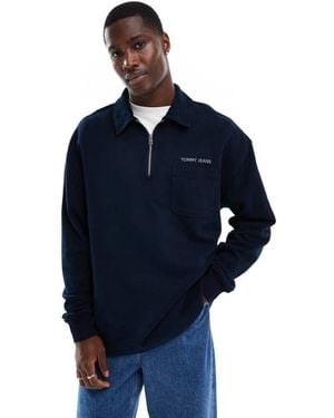 Tommy Hilfiger Small Logo 1/4 Zip Sweatshirt - Blue