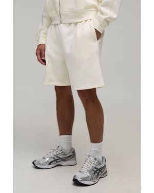 BoohooMAN Baggy Drop Crotch Mid Length Short - White