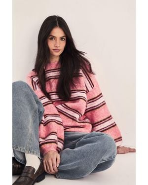 Nasty Gal Stripe Knitted Jumper - Red