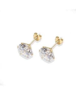 The Jewellery Stockroom 9Ct Solid 8Mm Cubic Zirconia Stud Earrings - Metallic