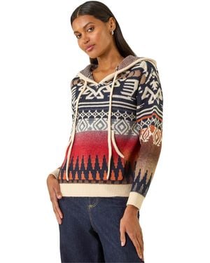 Roman Jacquard Hooded Knit - Red