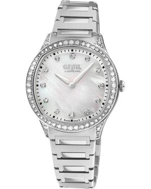 Gevril Morcote Swiss Diamond Watch, 316L Ss Case, Mop, Stainless Steel Bracelet - Grey