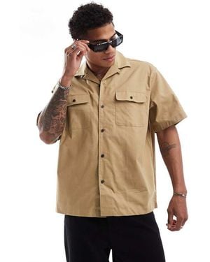 SELECTED Boxy Oversized Revere Collar Shirt With Double Pockets - Natural