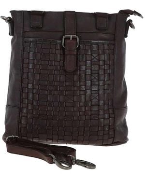 Ashwood Leather 'Perfezione' Vintage Woven Shoulder Bag - Black