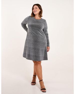Blue Vanilla Curve Lurex Swing Dress - Grey