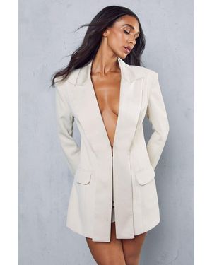 MissPap Tailored Blazer Overlay Playsuit - White