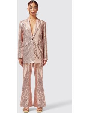 Twisted Tailor Caladium Slim Fit Sequin Trouser - Pink
