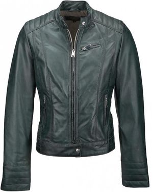 Brampton London 'Essen' Real Leather Biker Jacket - Green