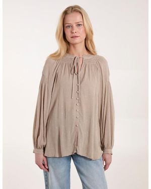 Blue Vanilla Long Sleeve Button Down Shirt - Natural