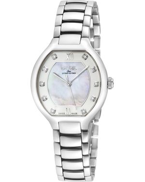 Gevril Lugano Swiss Diamond Watch, Mop Dial,316L Stainless Steel Case, 316L Bracelet - Grey
