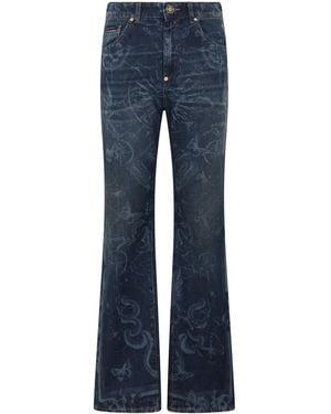 Philipp Plein Straight Cut Jeans Butterfly Tattoo - Blauw