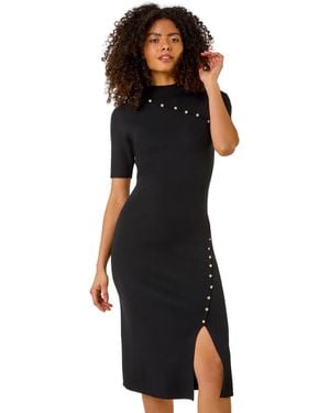 D.u.s.k Ribbed Stud Detail Knitted Dress - Black
