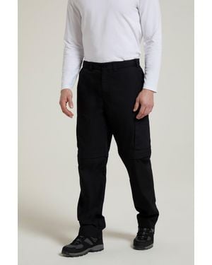 Mountain Warehouse 'Trek' Convertible Trousers With Pockets Quick Drying Hiking Travel Trousers Polycotton - Black