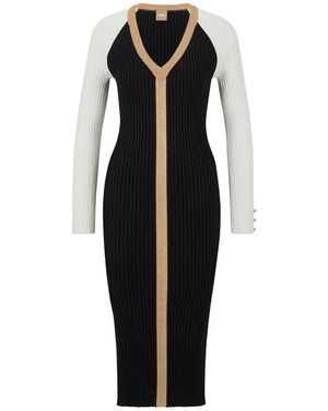 BOSS Long Sleeve Knitted Bodycon Dress - Black