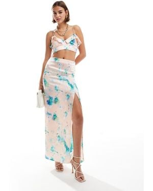 ASOS Satin Maxi Skirt Co-Ord - Blue