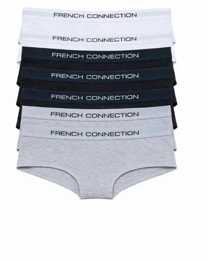French Connection 7 Pack Cotton Ladies Hipster Full Briefs - Blue