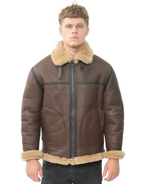 Infinity Leather B3 Shearling Sheepskin Aviator Jacket-Gloucester - Grey