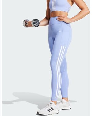 adidas Optime 3-Stripes Full-Length Leggings - Blue