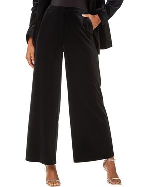 Roman Velvet Wide Leg Pocket Stretch Trouser - Black