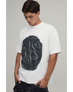 BoohooMAN Afterlight Brain Printed Short Sleeve T-Shirt - Grey