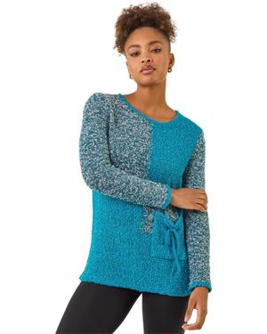 Roman Textured Pocket Knit Jumper - Blue