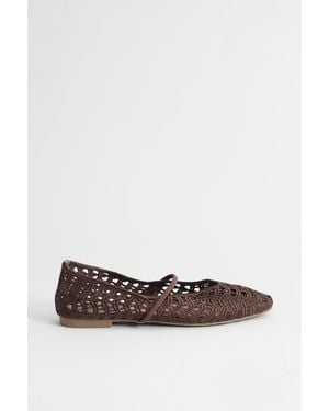 Oasis Lacie Open Weave Mary Jane Ballet Court Shoes - White