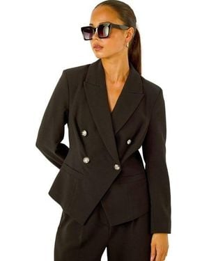 Roman Petite Military Stretch Blazer - Black
