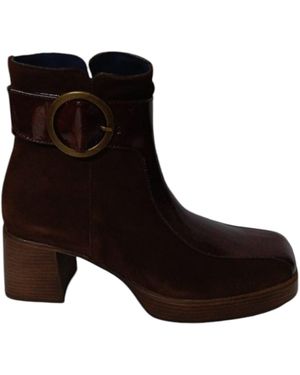 Mis Alas Braune Damenstiefelette Mit Absatz - Zwart