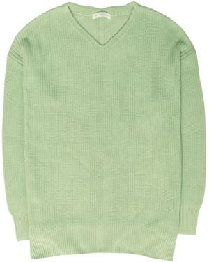 American Holic Chunky Oversize V Neck Jumper - Green