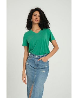 Hiccup V Neck Basic T-Shirt - Green