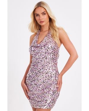 Quiz Sequin Mini Dress - Purple
