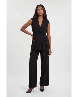 Karen Millen Compact Stretch Tailored Tie Front Waistcoat - Black