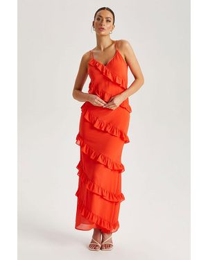 Urban Bliss Ruffle Maxi Dress - Red