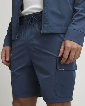 River Island Cargo Shorts Skinny Fit Stretch Zipped Nylon - Blue