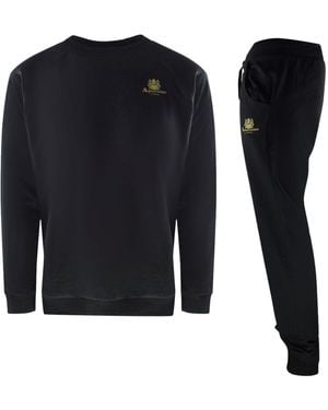 Aquascutum Iconic Crest Crewneck Track Set Cotton - Black