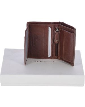 Ashwood Leather Crumble 4-Card Billfold Wallet With Id & Coin Pocket - Brown