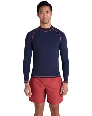Mountain Warehouse Long Sleeve Rash Vest Sun Protection Quick Drying Swimwear Stretchy Beach Surf Top Polyamide - Blue