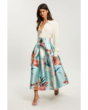 Karen Millen Petite Lilly Twill Woven Prom Skirt - Blue