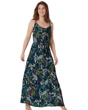 Triumph Botanical Leaf Beach Dress - Blue