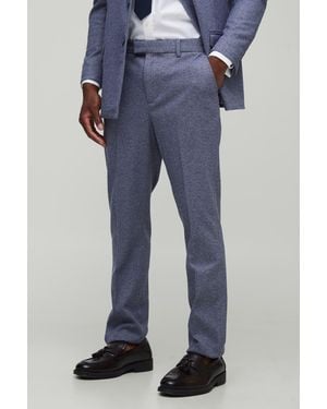 BoohooMAN Straight Fit Herringbone Trouser - Blue