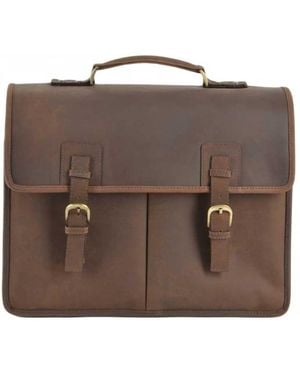 Ashwood Leather 'Gareth' Triple Gusset Heavy Duty Real Briefcase - Brown