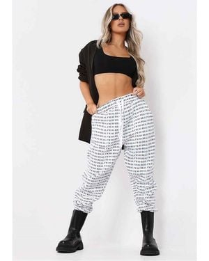 Missy Empire Missy Empire Real Slogan Joggers - White