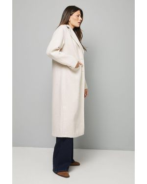 Wallis Collared Cuff Detail Maxi Coat - Natural