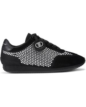 Kurt Geiger Suede Fabric Chelsea Crystal Tag Trainers - Black
