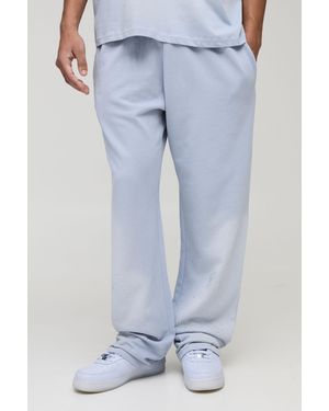 BoohooMAN Relaxed Fit Washed Rhinestone Joggers - Blue