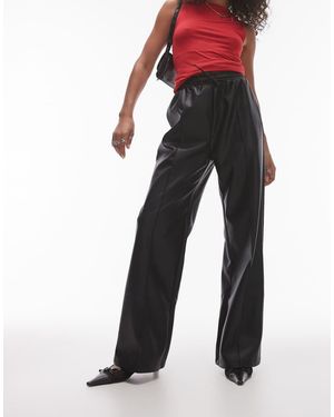 TOPSHOP Faux Leather Jogger - Black