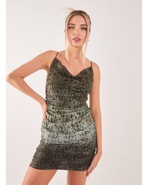 Pink Vanilla Lace Cowl Ombre Mini Dress - Green